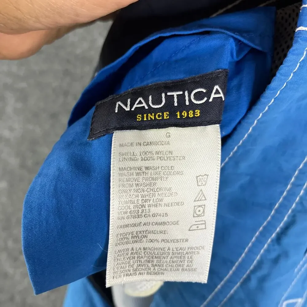 Nautica Swim Trunks Mens L‎ Blue Nylon Quick Dry Logo Board Shorts Beachwear